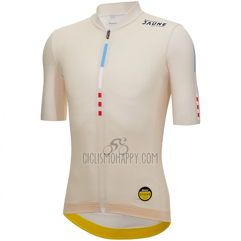 Tour de France Cycling Jersey Bib Short 2023 Men Short Sleeve Beige